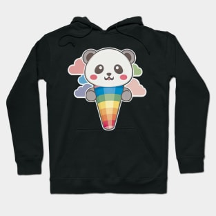 Cute Kawaii Panda Pride with rainbow ice con Hoodie